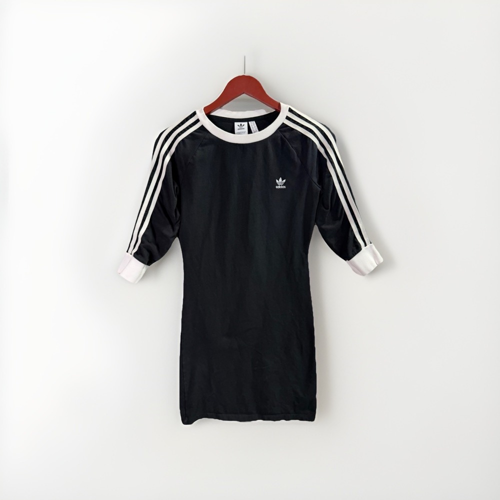Adidas Originals Women's Small Black 3-Stripe‎ Dress Trefoil Logo Casual